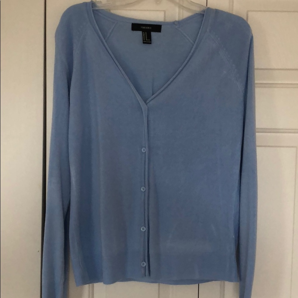 Blue cardigan sweater